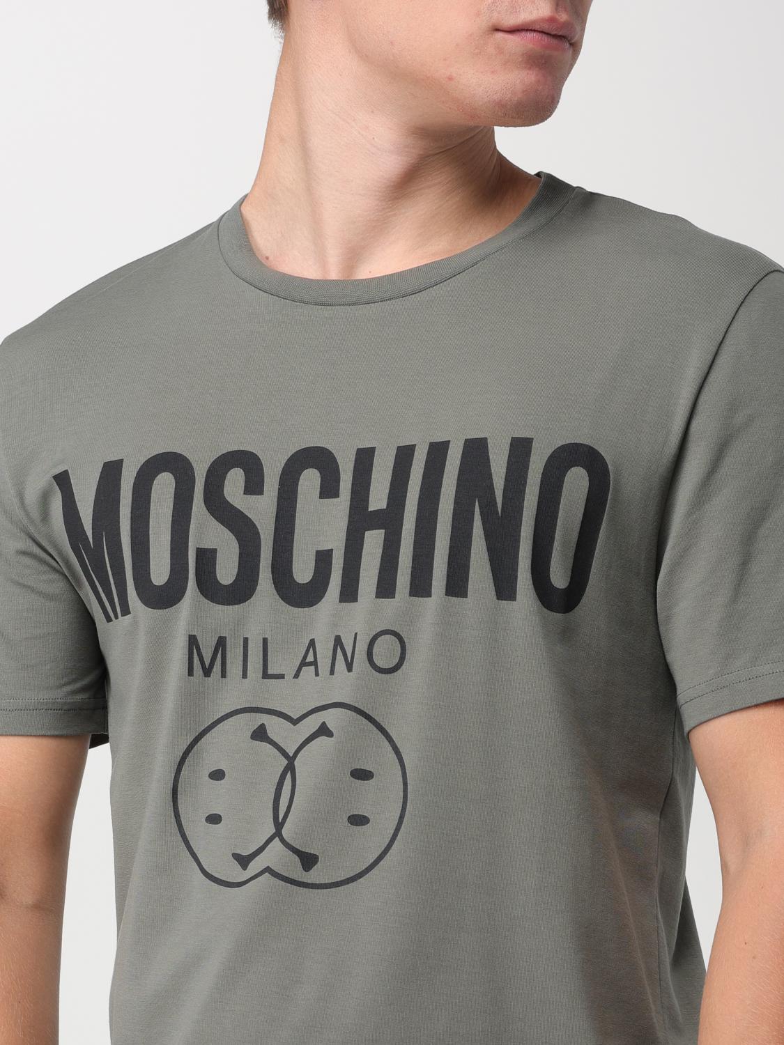 MOSCHINO COUTURE: T-shirt in cotone con logo - Verde | T