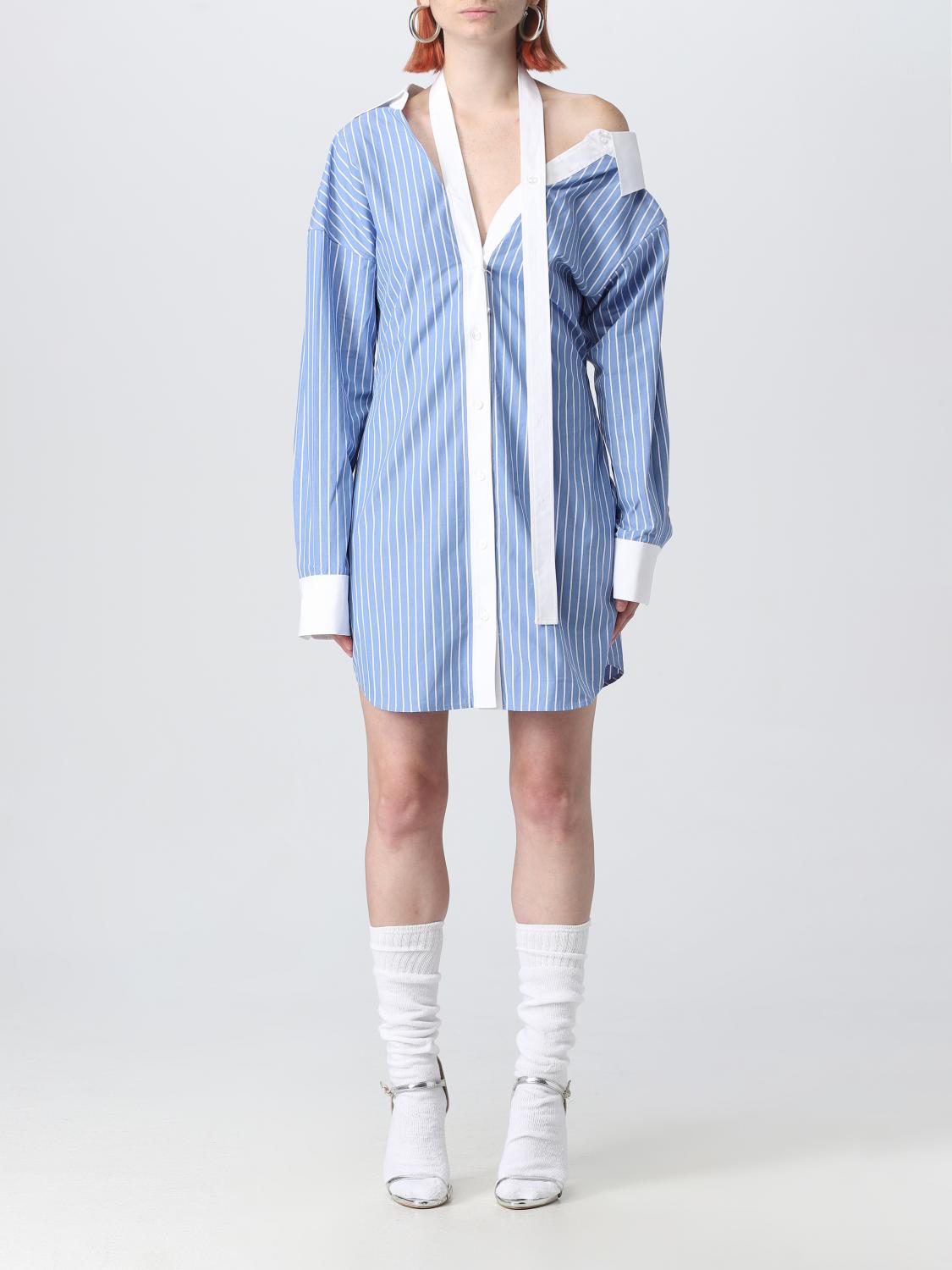 blue alexander wang dress Alexander Wang Long Sleeve Mini Shirt Dress