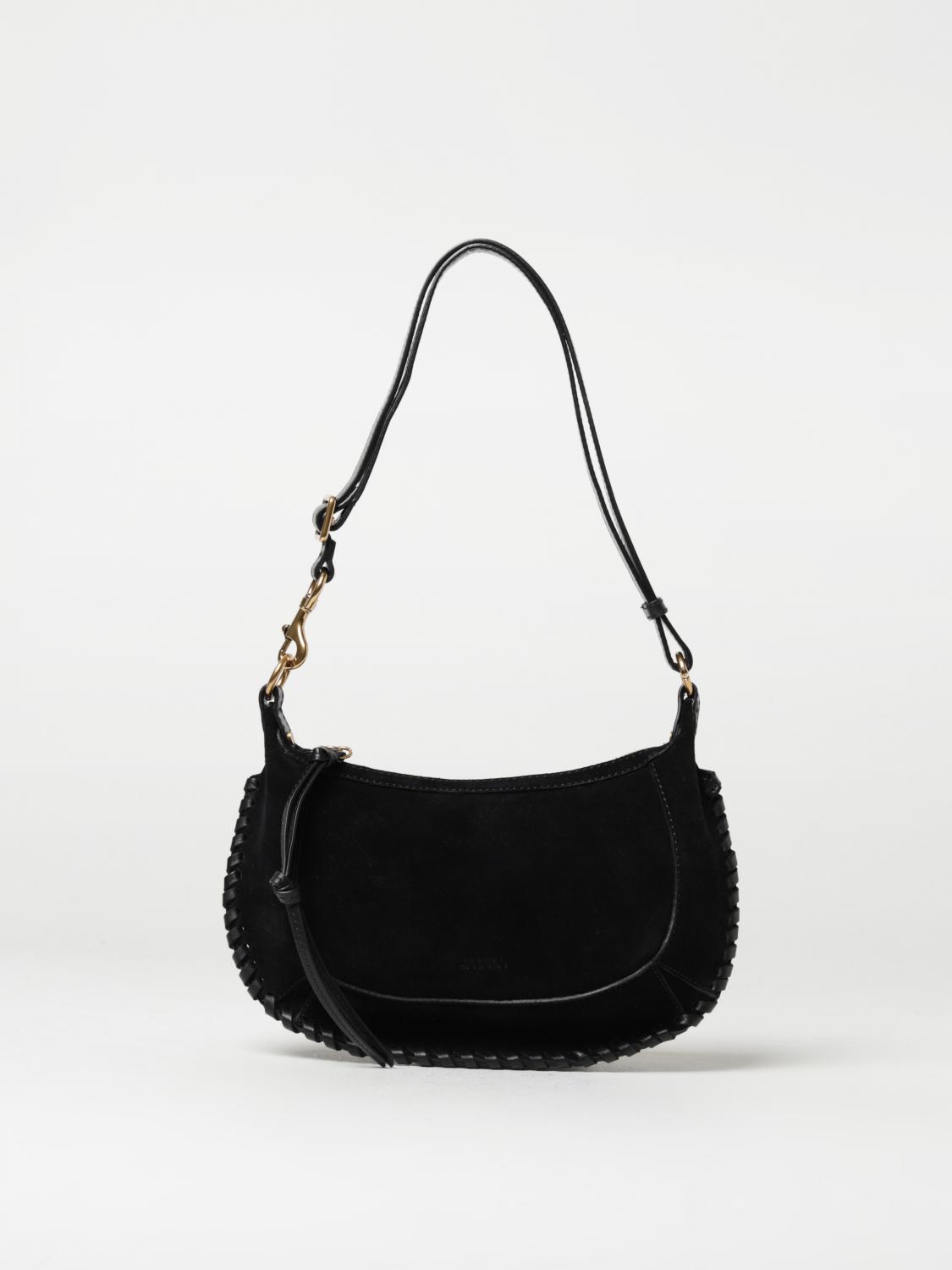 ISABEL MARANT BORSA A SPALLA: Borsa Oskan Moon Isabel Marant in suede, Nero - Img 1