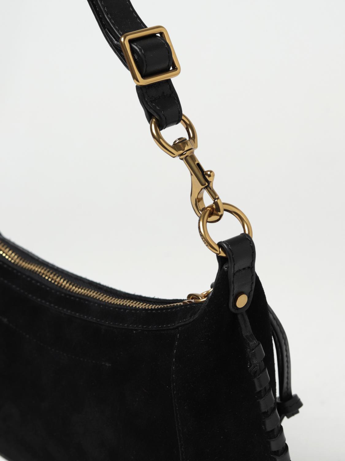 ISABEL MARANT BORSA A SPALLA: Borsa Oskan Moon Isabel Marant in suede, Nero - Img 3