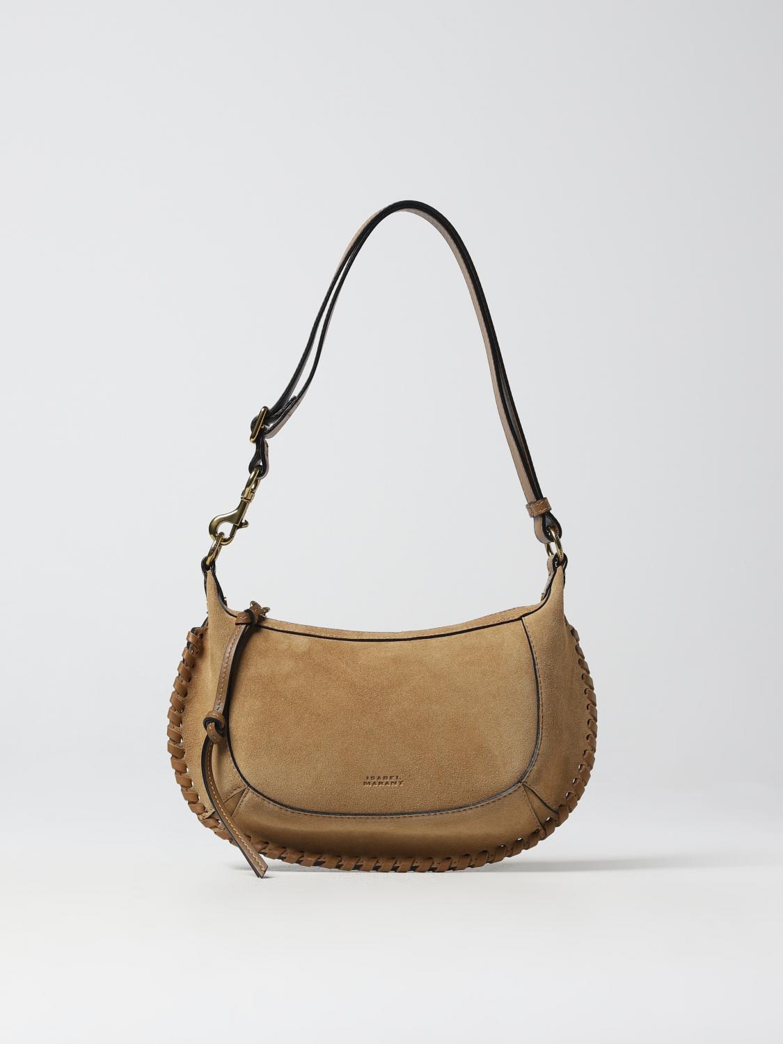 ISABEL MARANT BORSA A SPALLA: Borsa Oskan Moon Isabel Marant in suede, Cammello - Img 1