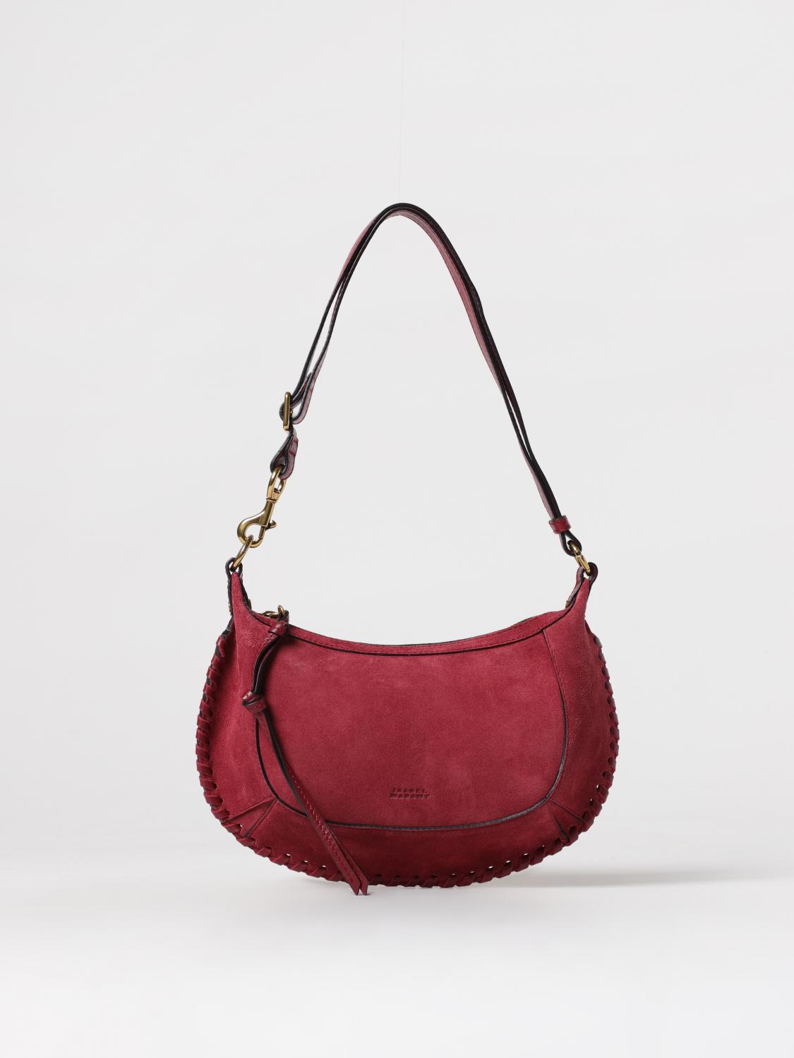 ISABEL MARANT BORSA A SPALLA: Borsa Oskan Moon Isabel Marant in suede, Bordeaux - Img 1