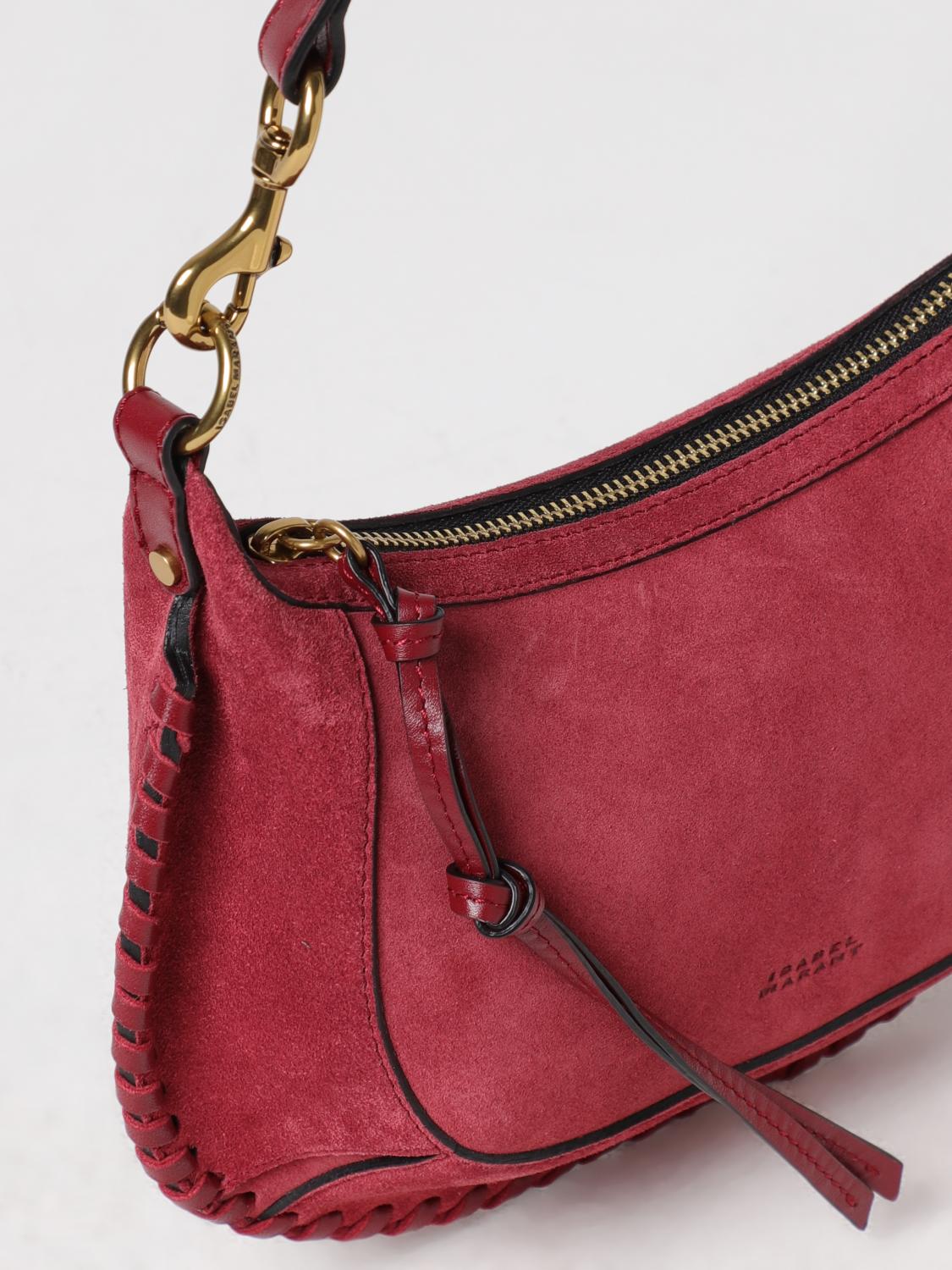 ISABEL MARANT BORSA A SPALLA: Borsa Oskan Moon Isabel Marant in suede, Bordeaux - Img 3