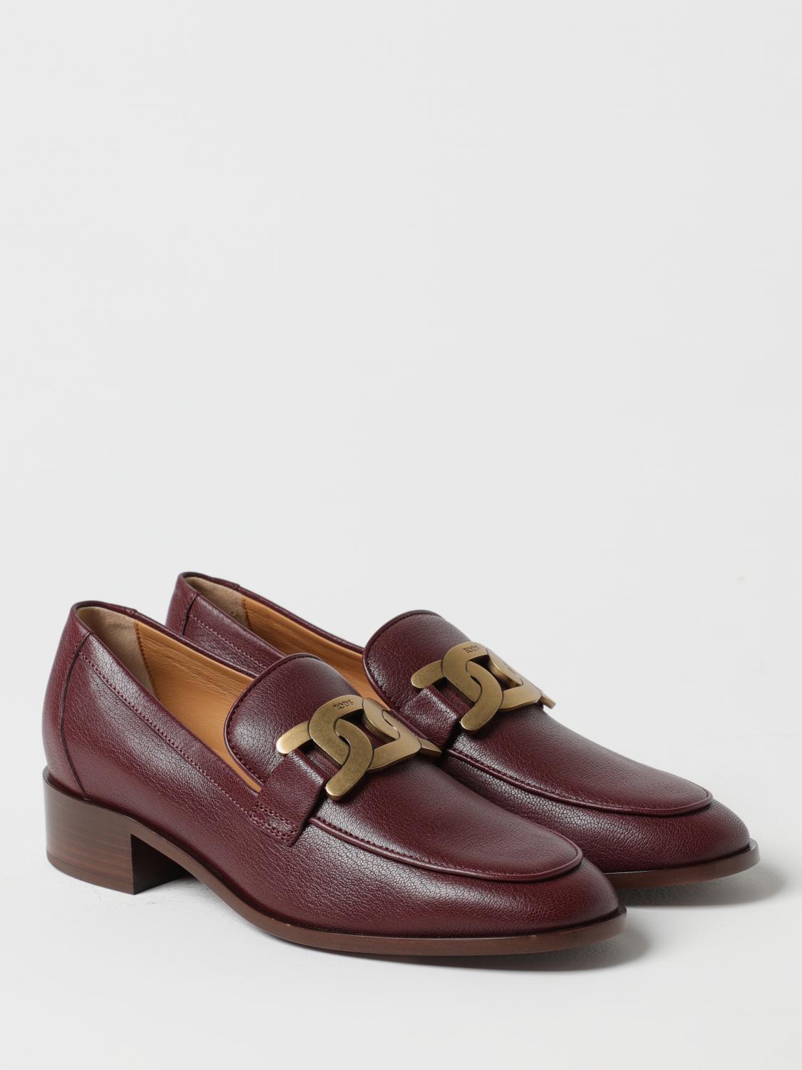 トッズ 38.5 ダブルT ローファー フリンジ レザー バーガンディ トッズ