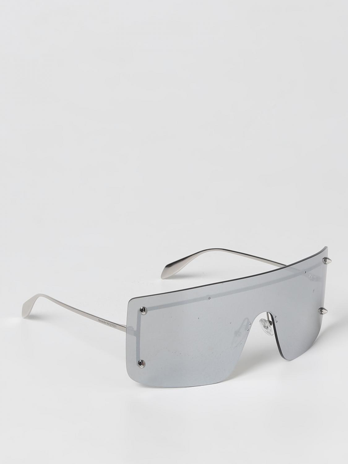 MCQUEEN SUNGLASSES: McQueen metal sunglasses with mirrored lenses, Silver - Img 1