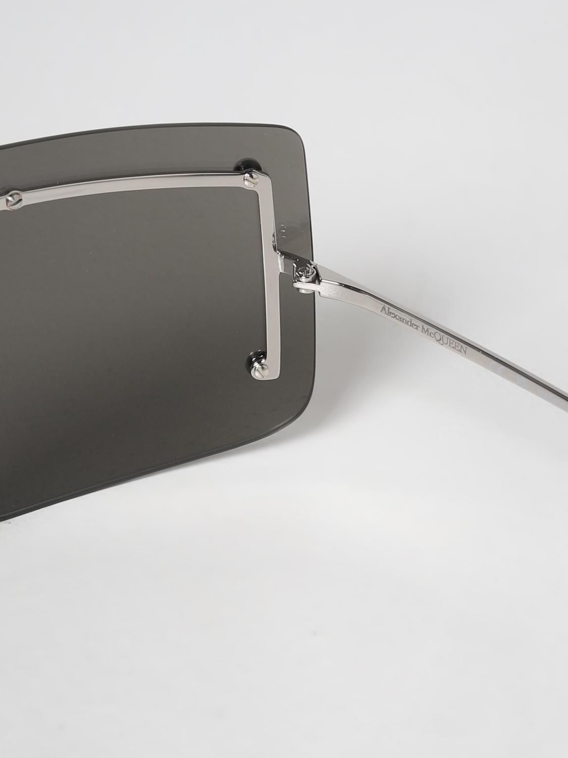 MCQUEEN SUNGLASSES: McQueen metal sunglasses with mirrored lenses, Silver - Img 4