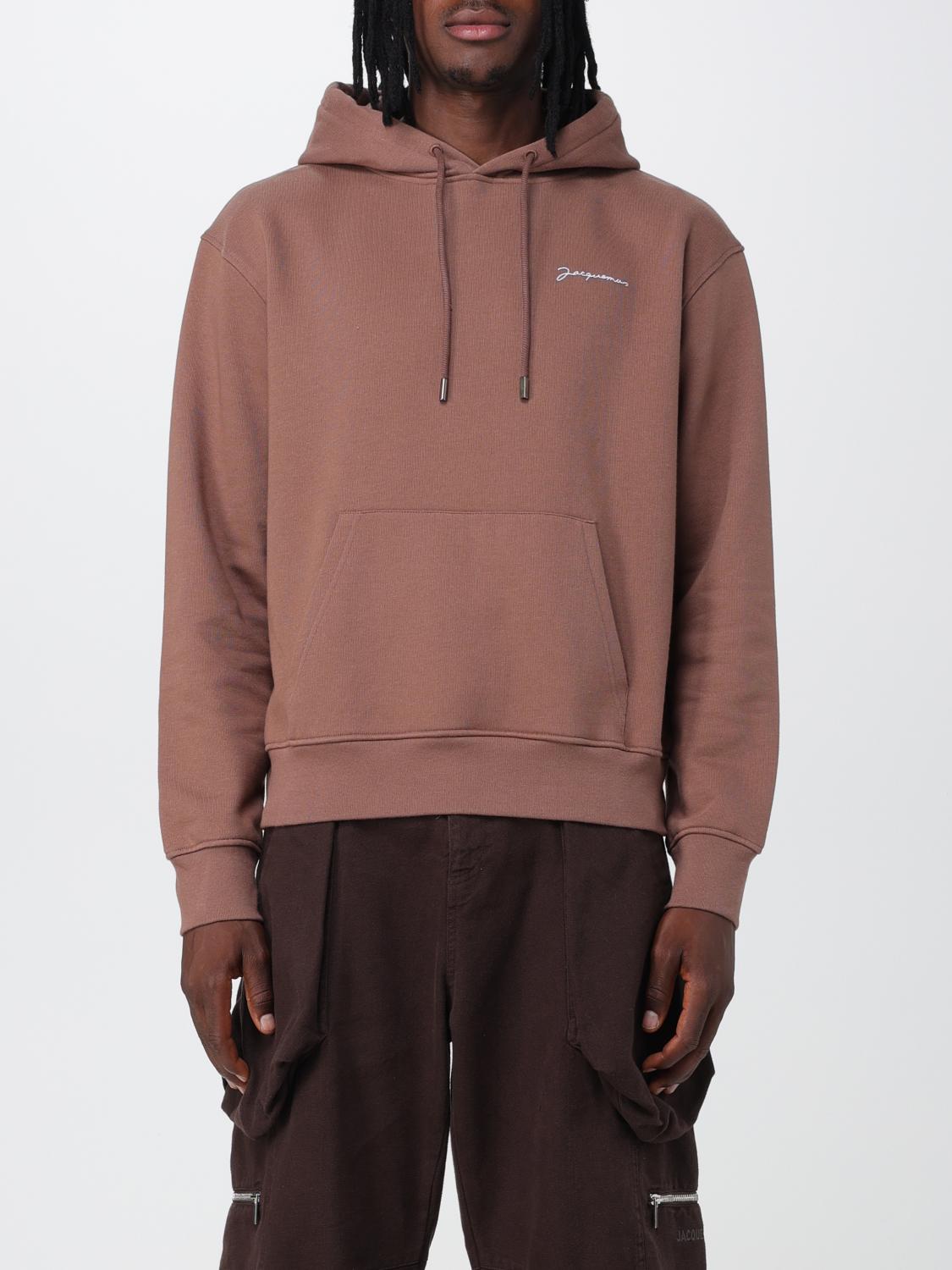 JACQUEMUS FELPA: Felpa Le Sweatshirt Jacquemus in jersey con cappuccio, Marrone - Img 1