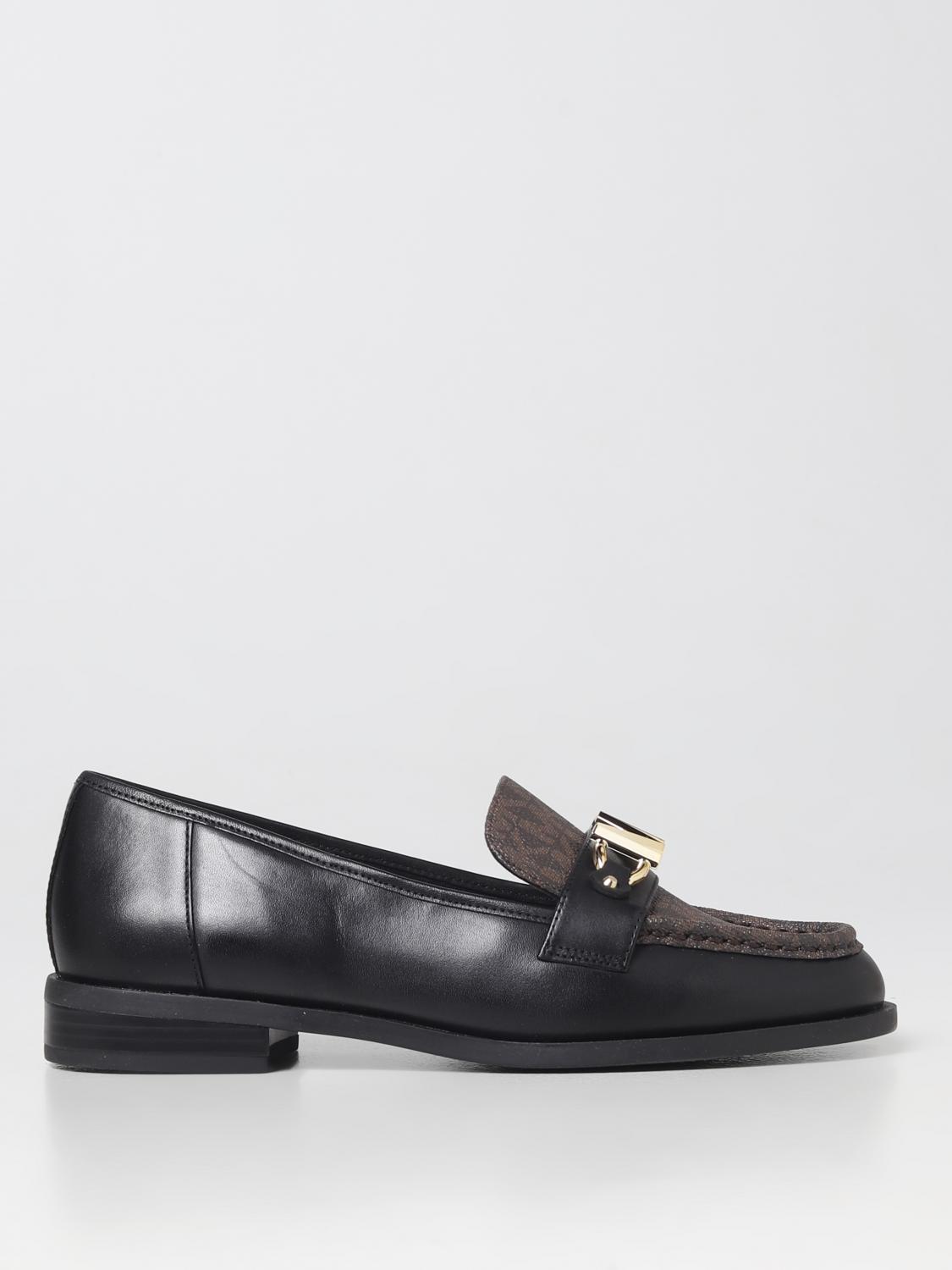 MICHAEL KORS MOCASSINI: Mocassino Tiegan Michael Kors in pelle con monogram MK spalmato, Nero - Img 1