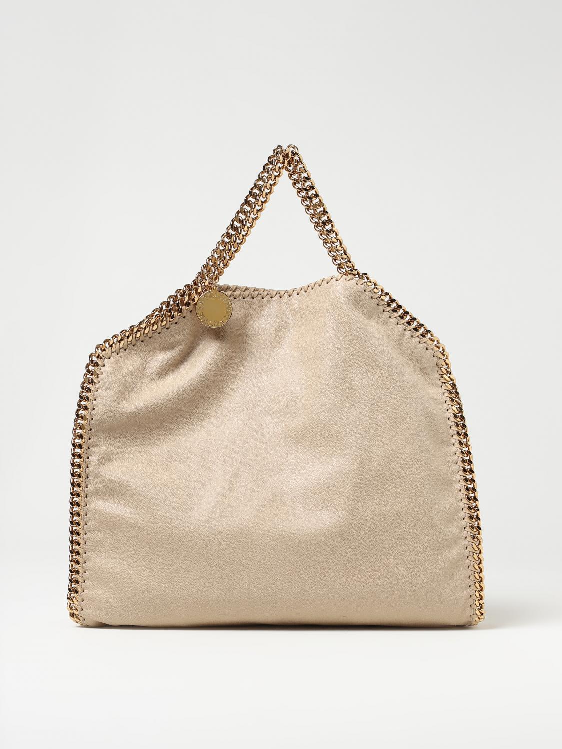 STELLA MCCARTNEY BORSA A MANO: Borsa Falabella Stella McCartney in camoscio sintetico cracklè, Beige - Img 1