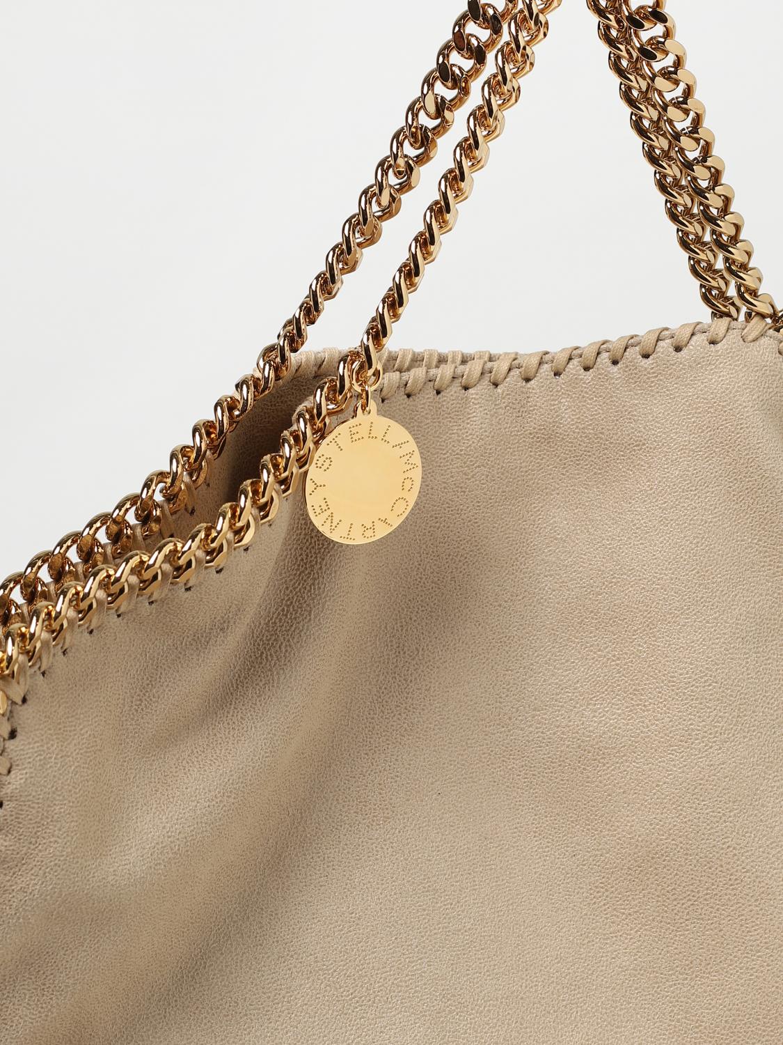 STELLA MCCARTNEY BORSA A MANO: Borsa Falabella Stella McCartney in camoscio sintetico cracklè, Beige - Img 3
