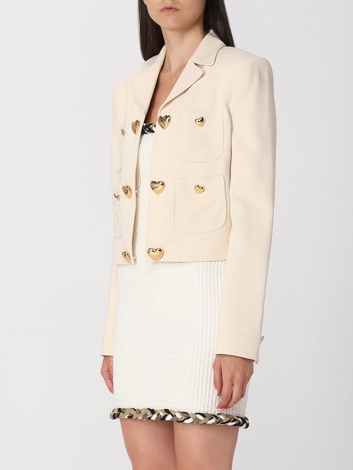 MOSCHINO COUTURE GIACCA: Giacca Moschino Couture in misto viscosa stretch, Bianco - Img 3