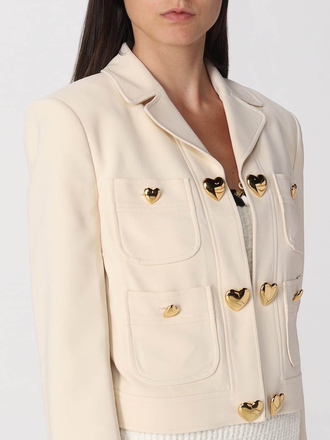 MOSCHINO COUTURE GIACCA: Giacca Moschino Couture in misto viscosa stretch, Bianco - Img 4