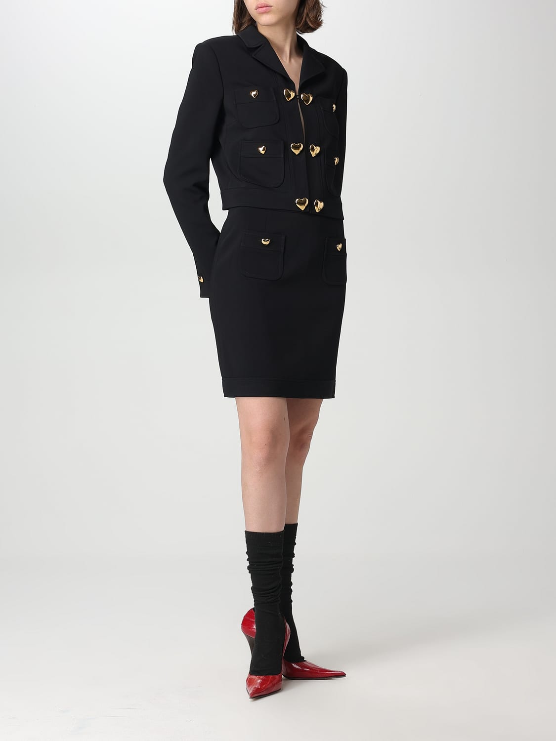 MOSCHINO COUTURE GIACCA: Giacca Moschino Couture in misto viscosa stretch, Nero - Img 2