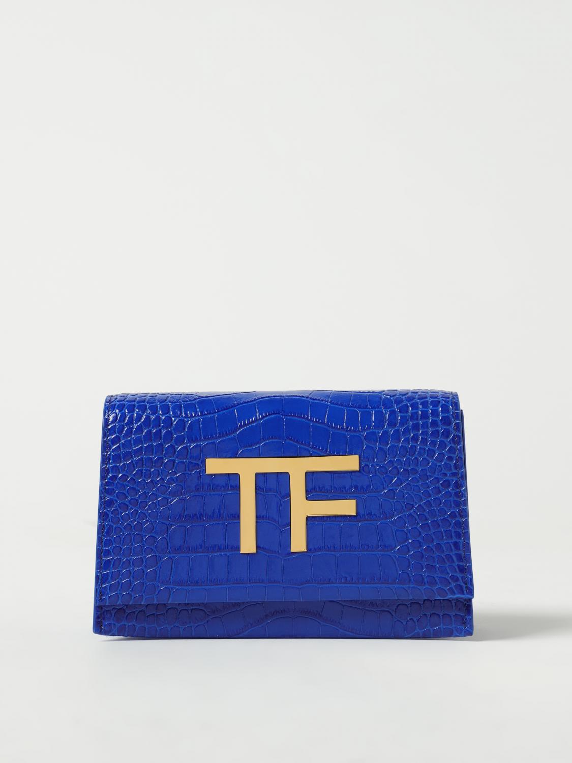 TOM FORD BORSA MINI: Clutch Tom Ford in pelle stampa cocco con monogram, Rosso - Img 1