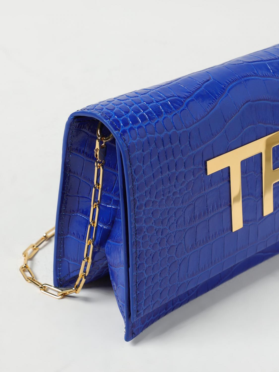 TOM FORD BORSA MINI: Clutch Tom Ford in pelle stampa cocco con monogram, Rosso - Img 3