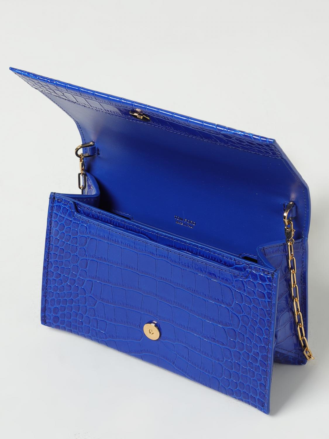 TOM FORD BORSA MINI: Clutch Tom Ford in pelle stampa cocco con monogram, Rosso - Img 4