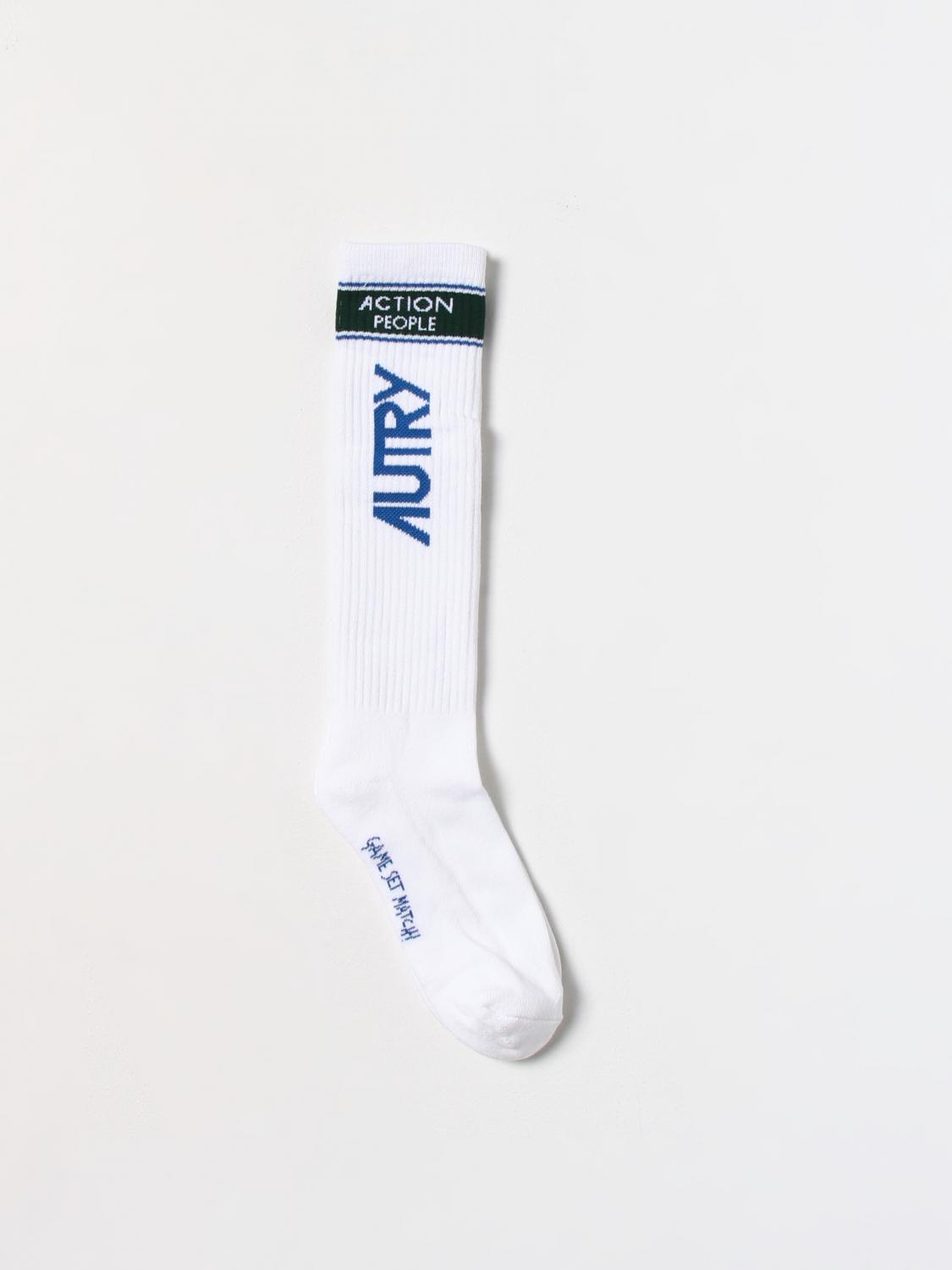 AUTRY CALZE: Calze Autry in cotone stretch con logo jacquard, Verde - Img 1