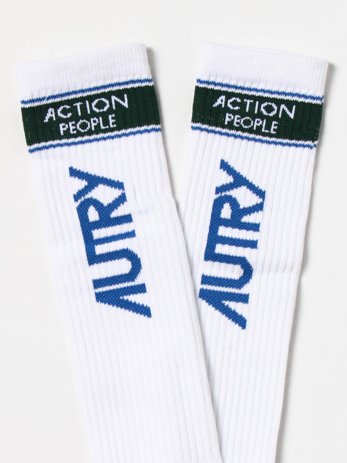 AUTRY CALZE: Calze Autry in cotone stretch con logo jacquard, Verde - Img 2
