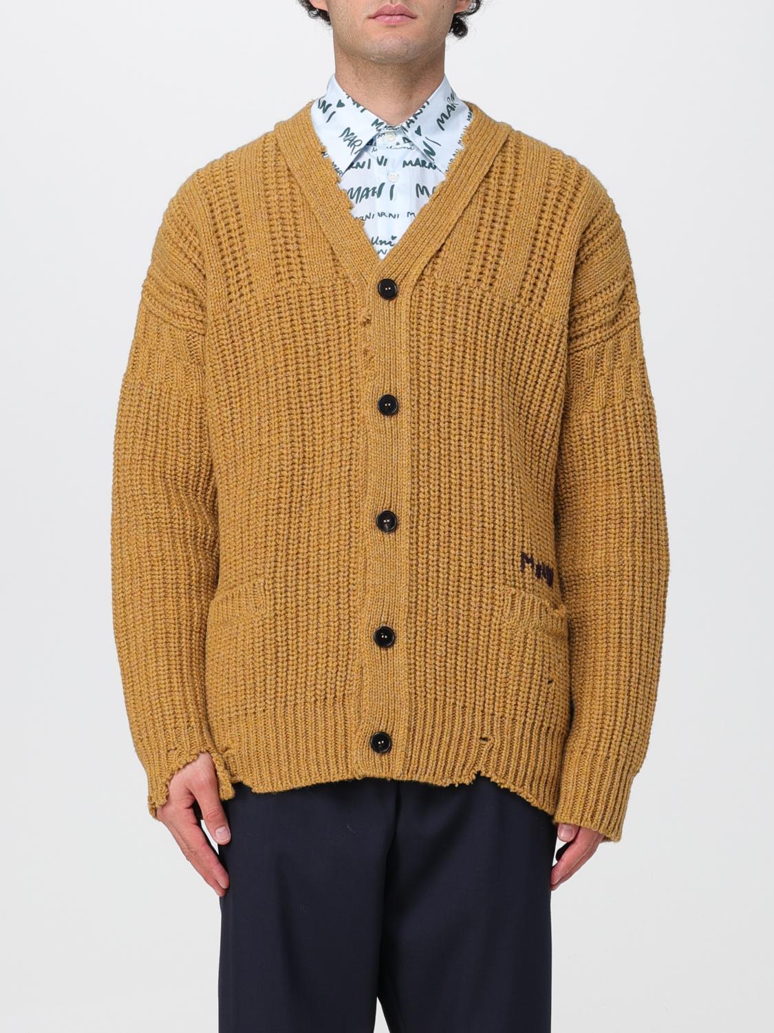 MARNI CARDIGAN: Marni cardigan in used effect wool, Brown - Img 1