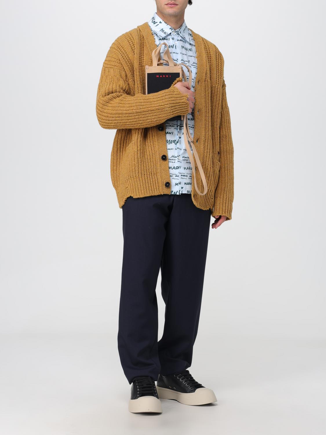 MARNI CARDIGAN: Marni cardigan in used effect wool, Brown - Img 2
