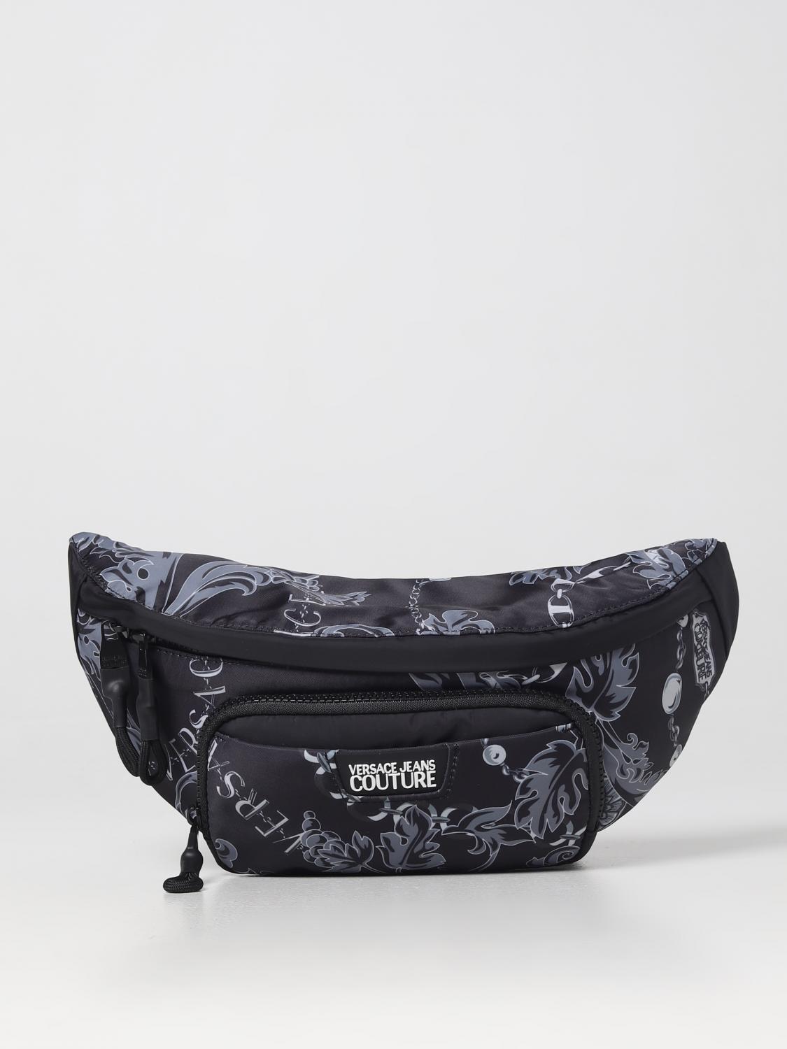 VERSACE JEANS COUTURE MARSUPIO: Marsupio Versace Jeans Couture in nylon con stampa Baroque, Nero - Img 1