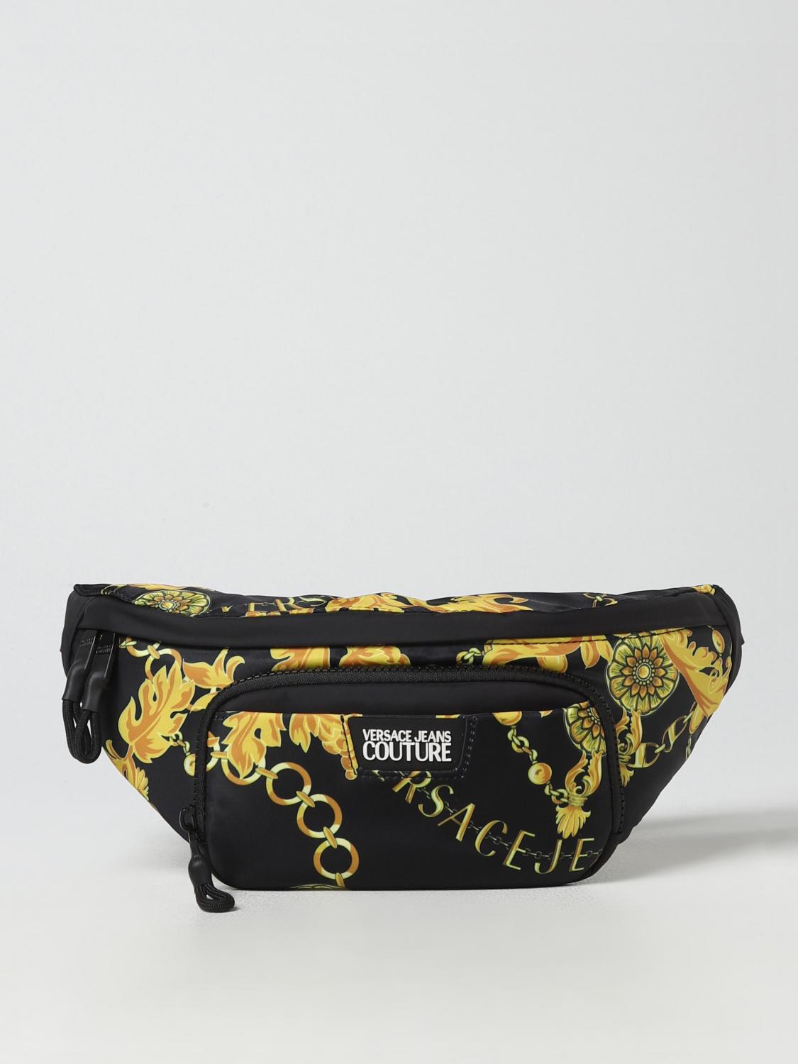 VERSACE JEANS COUTURE MARSUPIO: Marsupio Versace Jeans Couture in nylon con stampa Baroque, Nero 1 - Img 1