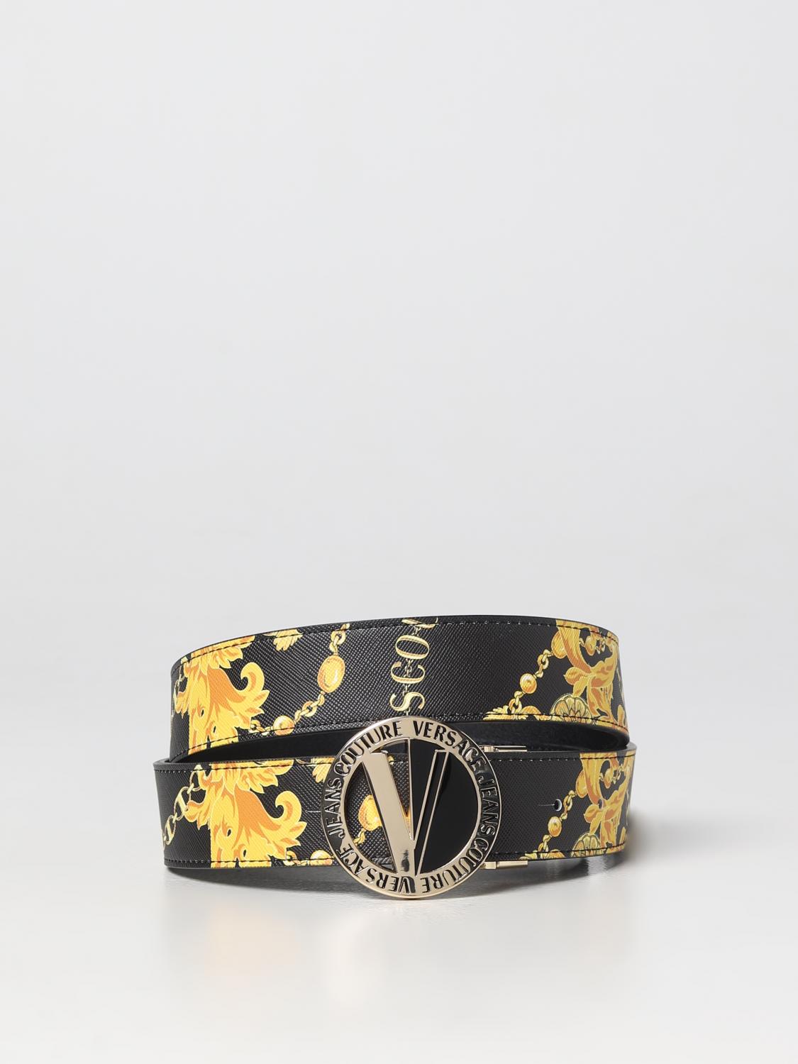 VERSACE JEANS COUTURE BELT: Versace Jeans Couture reversible belt in printed leather, Black - Img 2