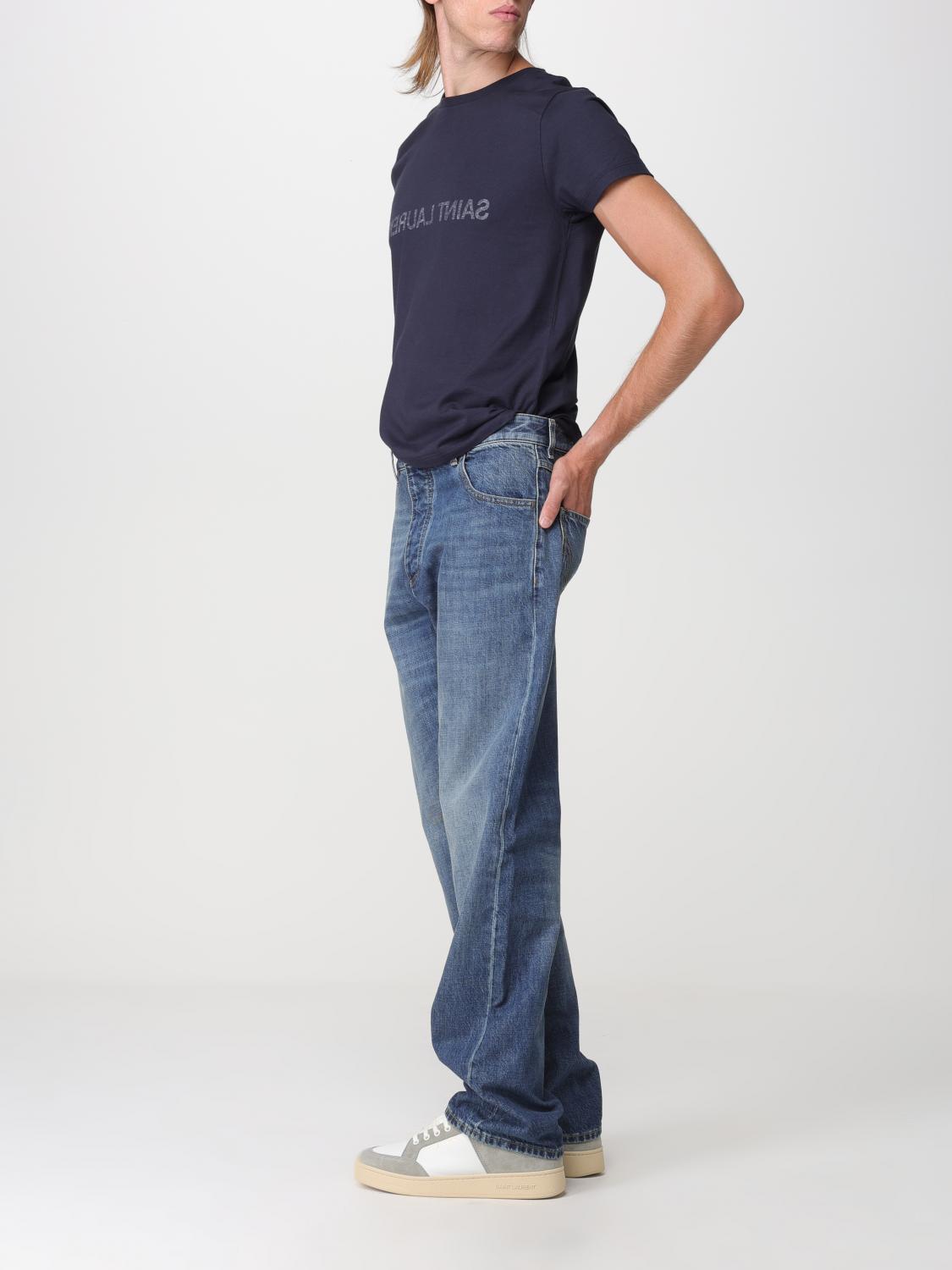 SAINT LAURENT: Reverse cotton t-shirt - Marine | Saint