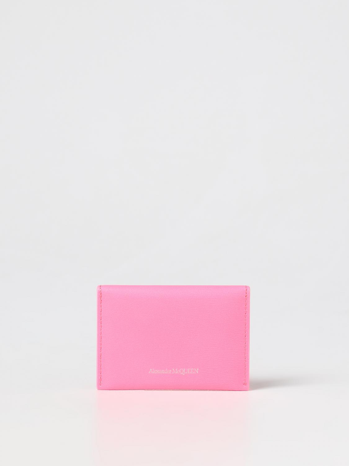 MCQUEEN WALLET: McQueen leather credit card holder, Pink - Img 3