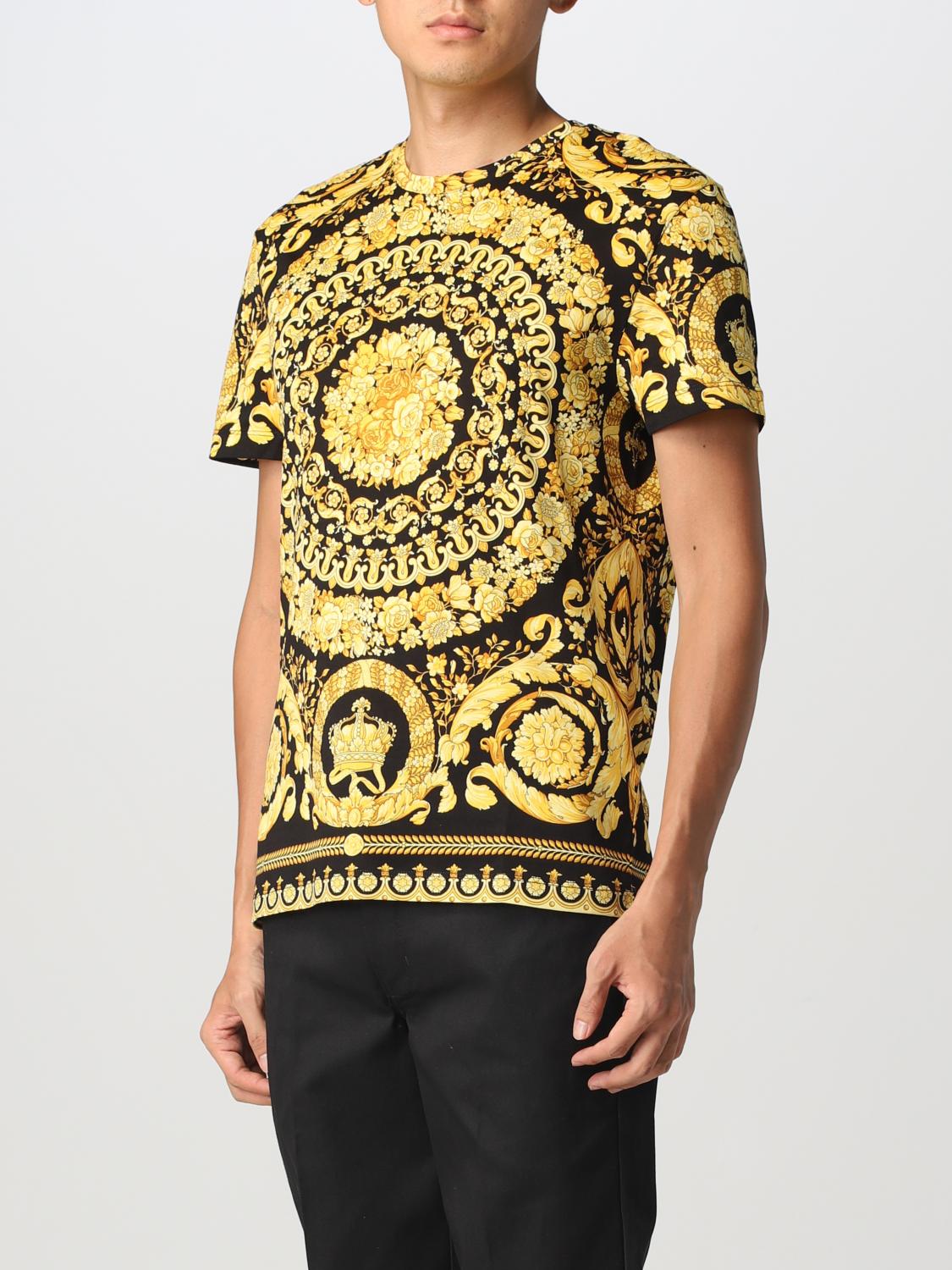 Versace cotton T-shirt with Baroque print - Black | 10066621A04612