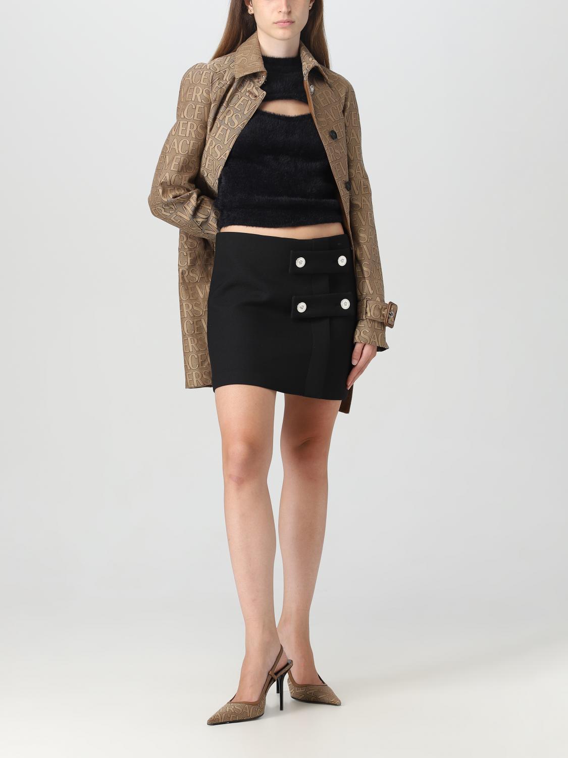 Versace Outlet: Coat woman - Brown | Versace trench coat