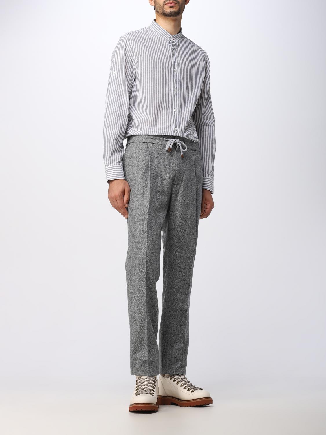 Brunello Cucinelli pants in wool chevron - Grey | ME258E1740