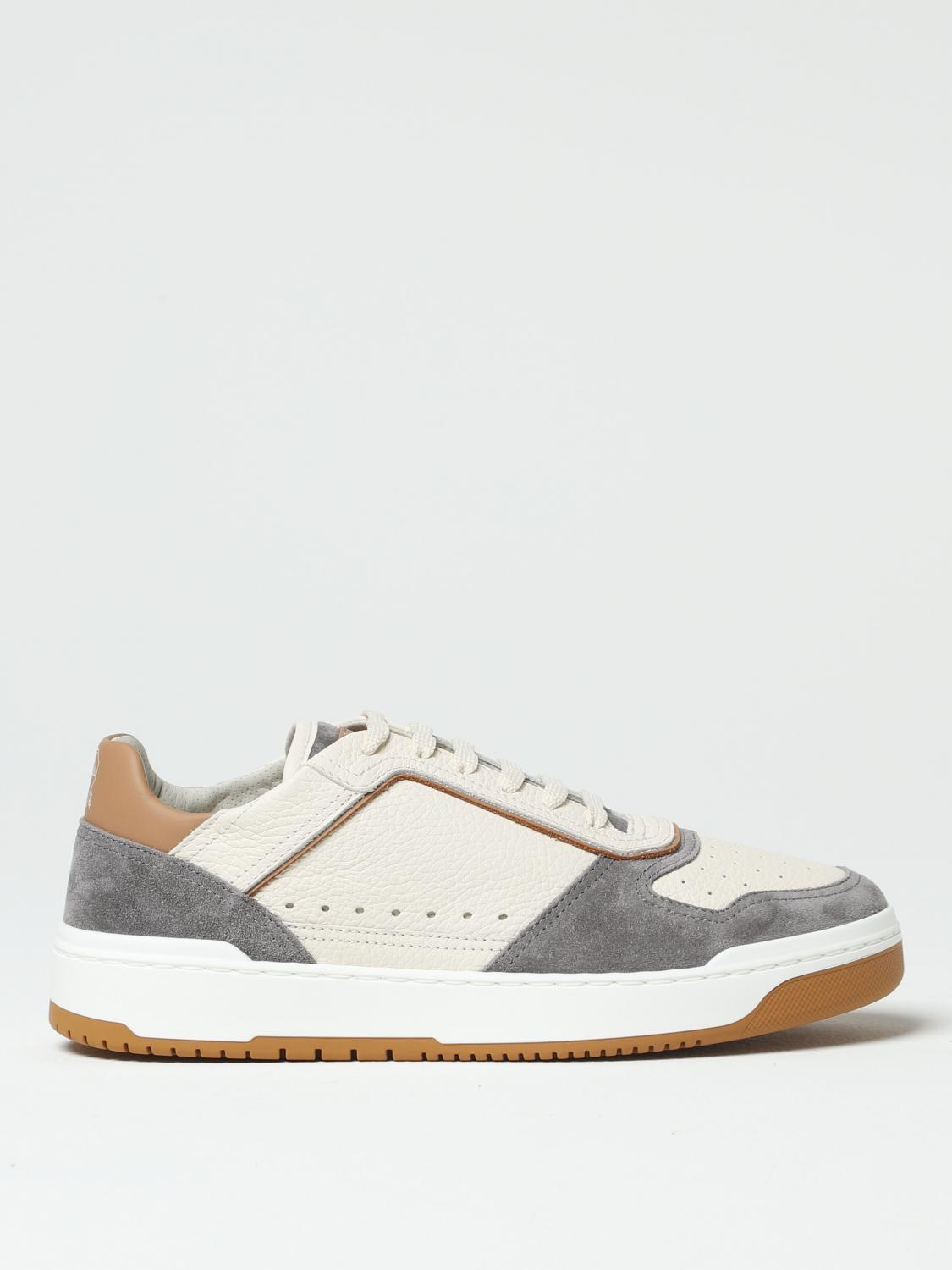 BRUNELLO CUCINELLI SNEAKERS: Sneakers Brunello Cucinelli in pelle a grana, Grigio - Img 1