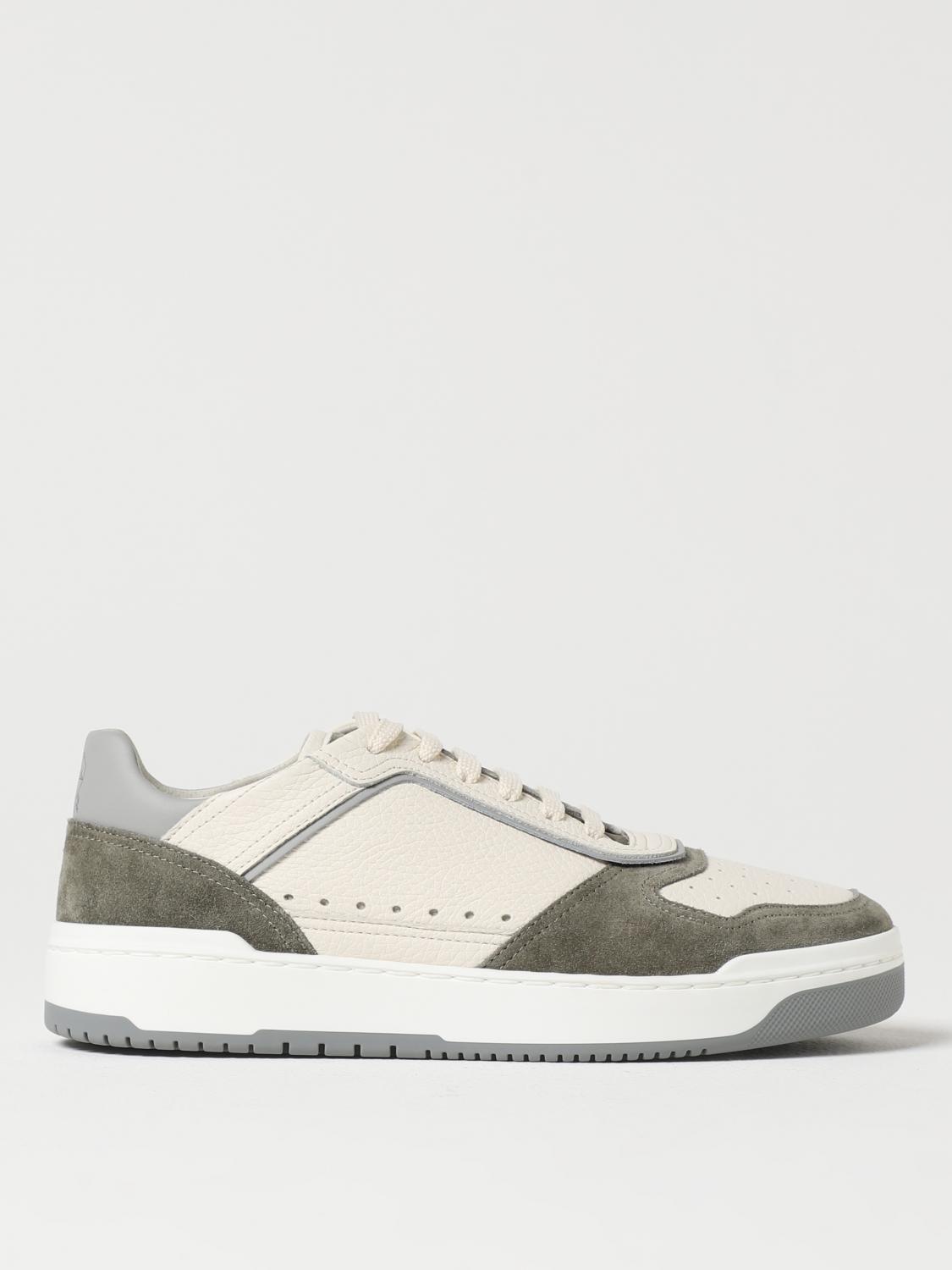 BRUNELLO CUCINELLI SNEAKERS: Sneakers Brunello Cucinelli in pelle a grana, Oliva - Img 1
