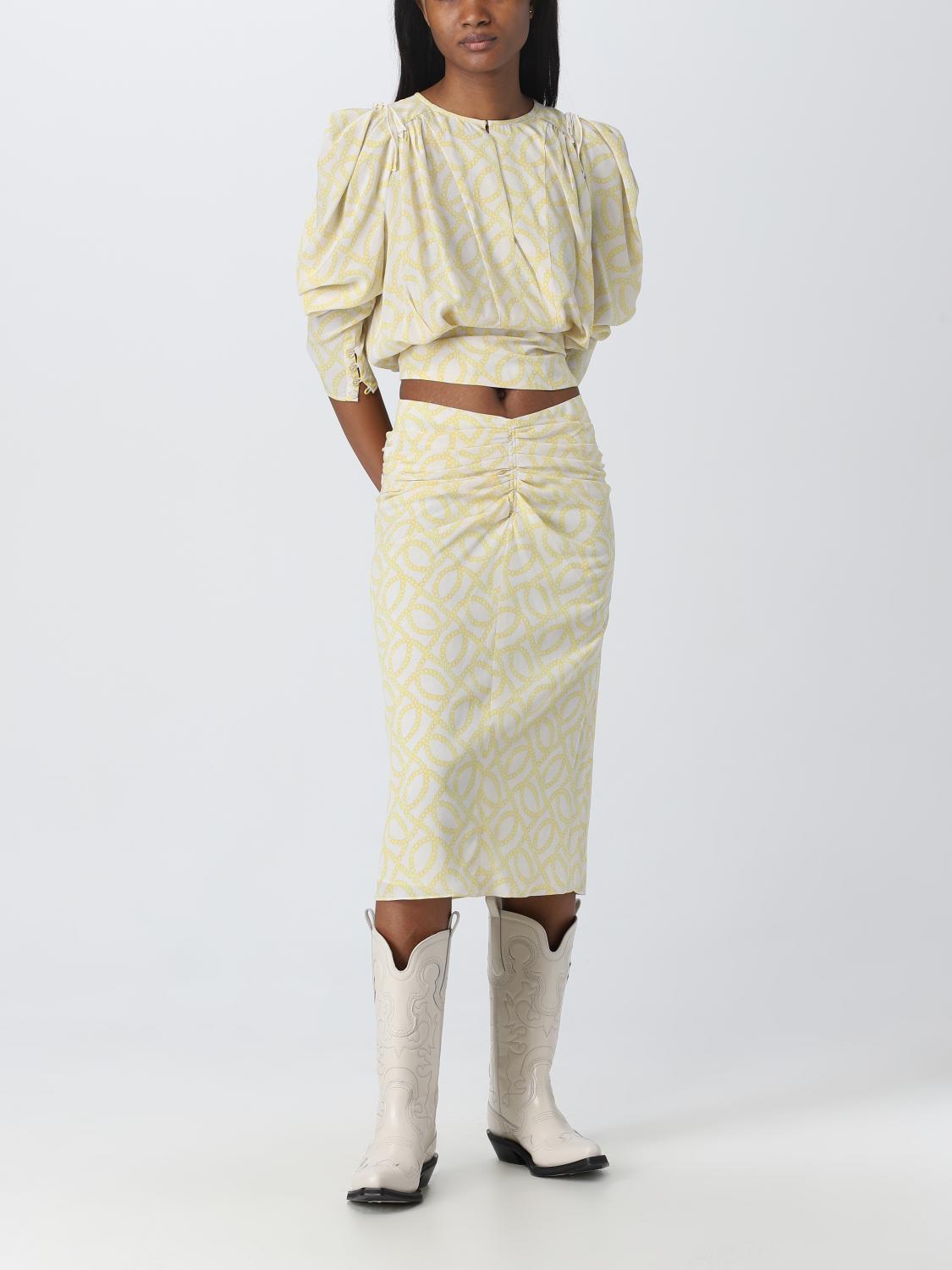 Isabel Marant Outlet: top in printed cotton - Beige | Isabel