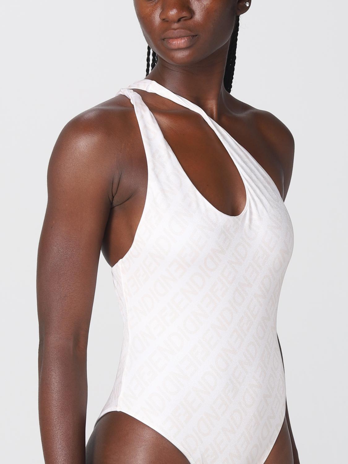 FENDI ワンピース ライクラ水着 ホワイト ロゴプリント イタリア製 S Fendi swimsuit in lycra with printed logo - White | FXBH66AK9K