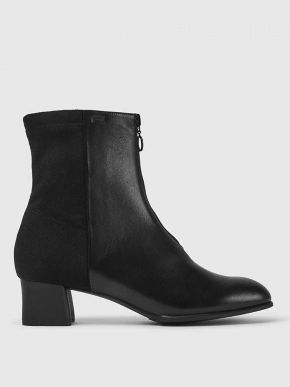 CAMPER: Katie ankle boots in leather and fabric Black Camper - Main Image
