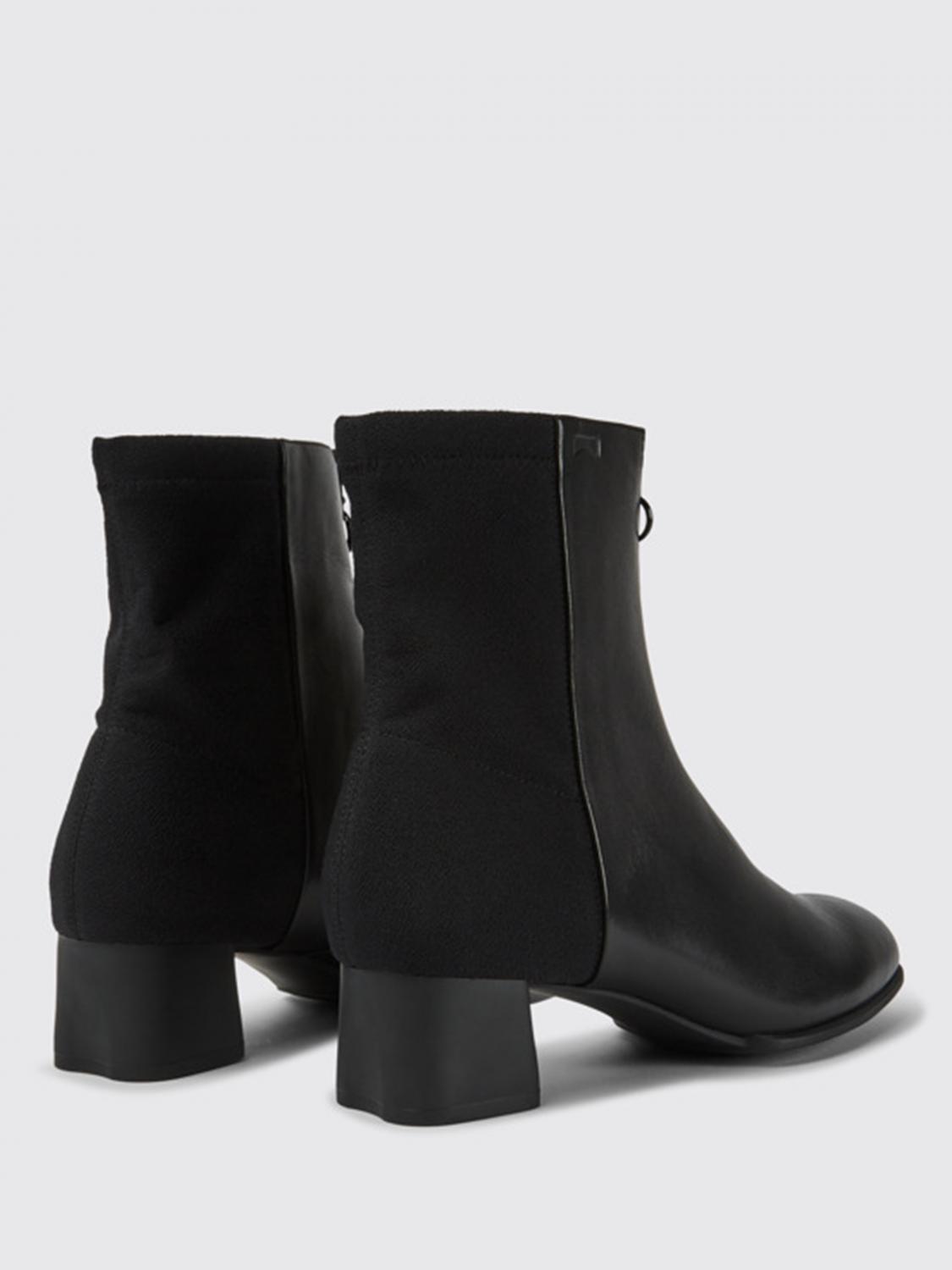 CAMPER: Katie ankle boots in leather and fabric Black Camper