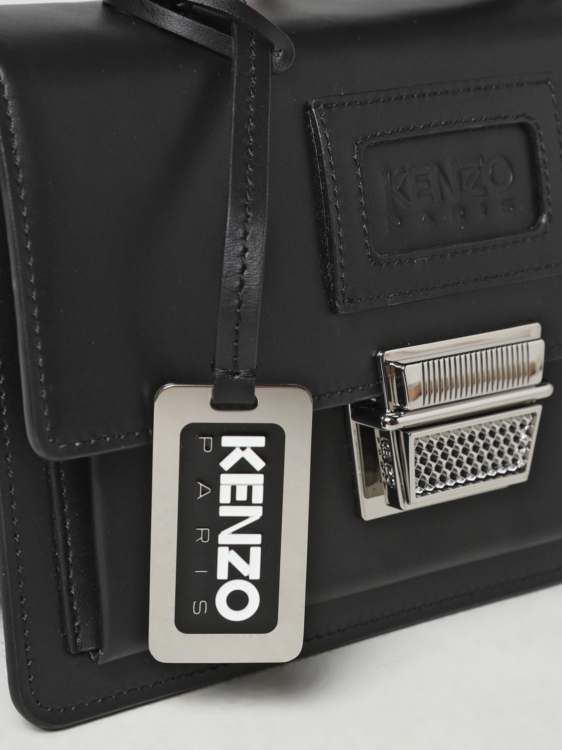 KENZO: Rue Vivienne leather bag with embossed logo - Black | Kenzo KENZO: Rue Vivienne leather bag with embossed logo - Black | Kenzo