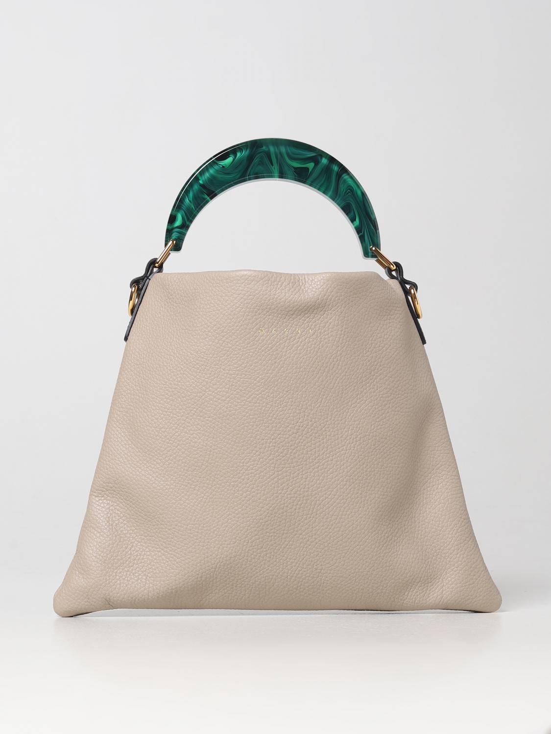 MARNI: Venice bag in tumbled leather - Beige | Marni handbag