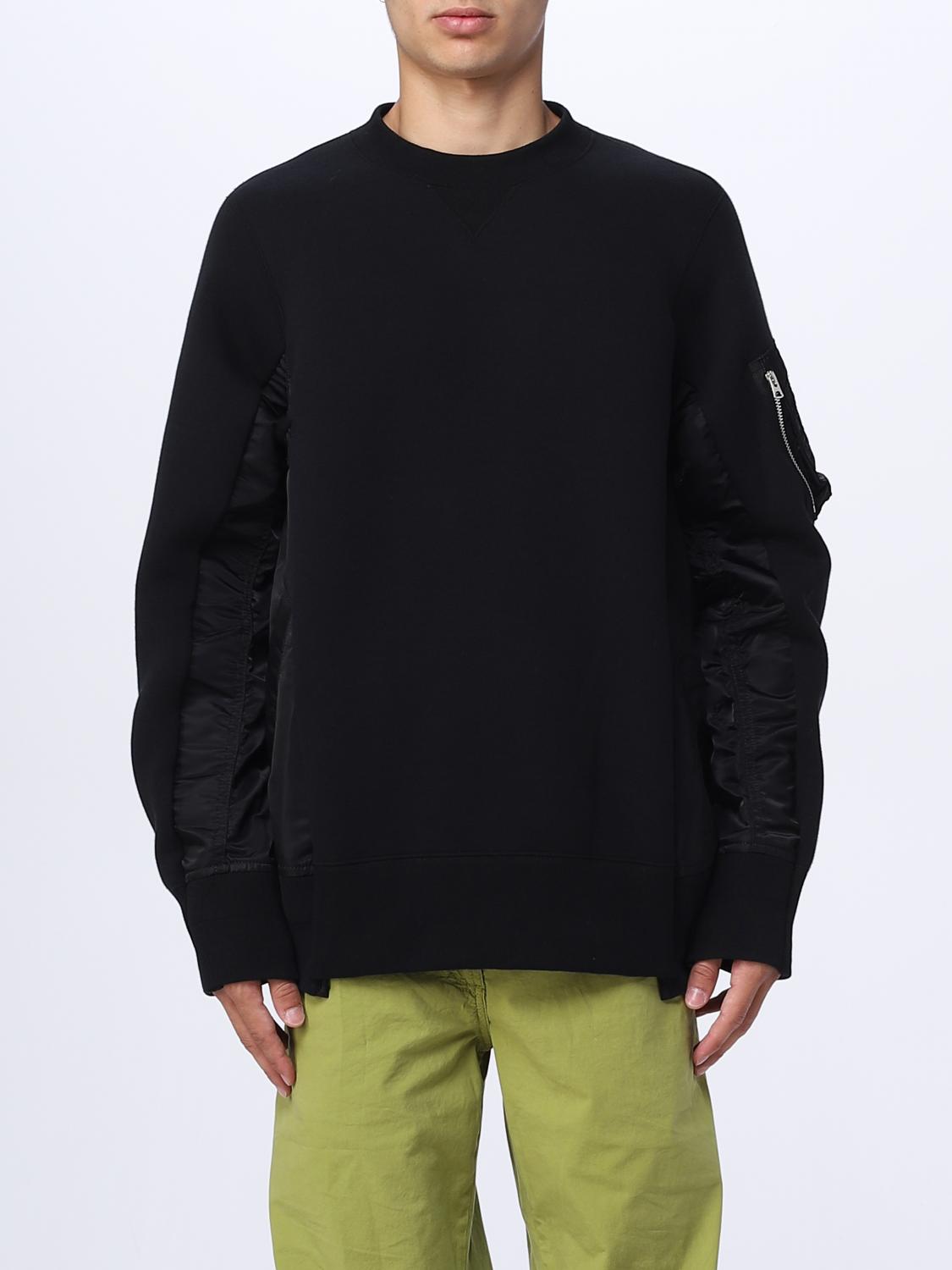 SACAI：スウェットシャツ メンズ - ブラック | GIGLIO.COMオンラインの 