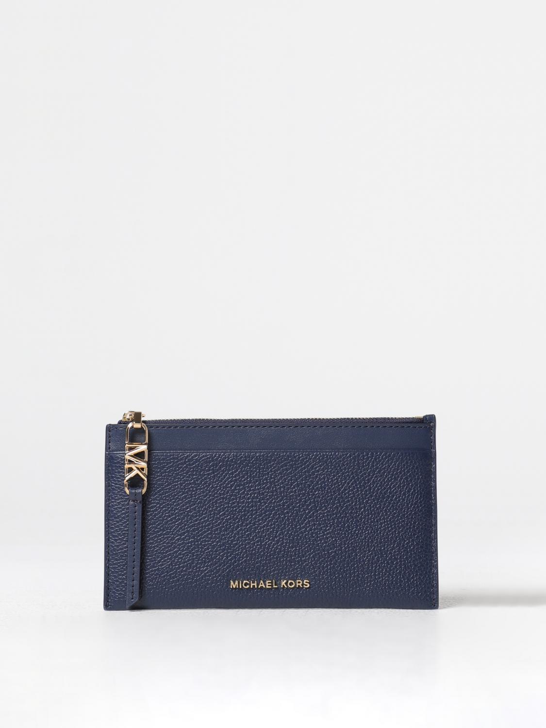 MICHAEL KORS WALLET: Michael Kors Empire credit card holder in leather, Blue - Img 1