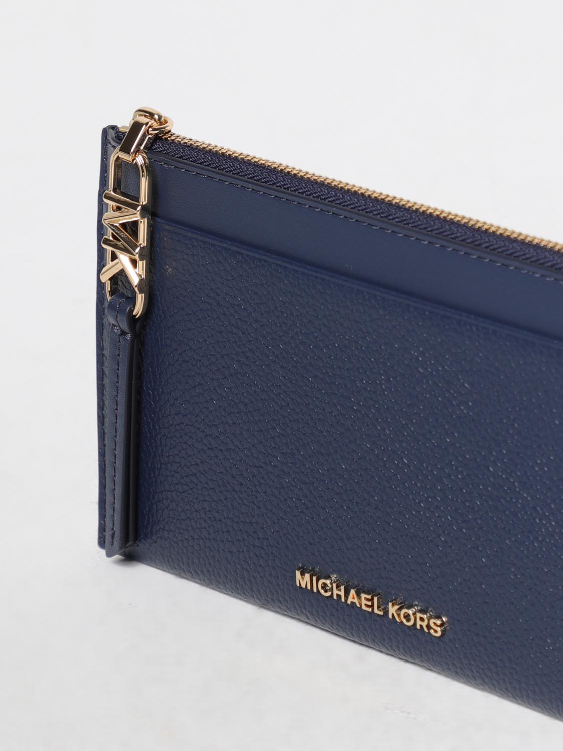 MICHAEL KORS WALLET: Michael Kors Empire credit card holder in leather, Blue - Img 3