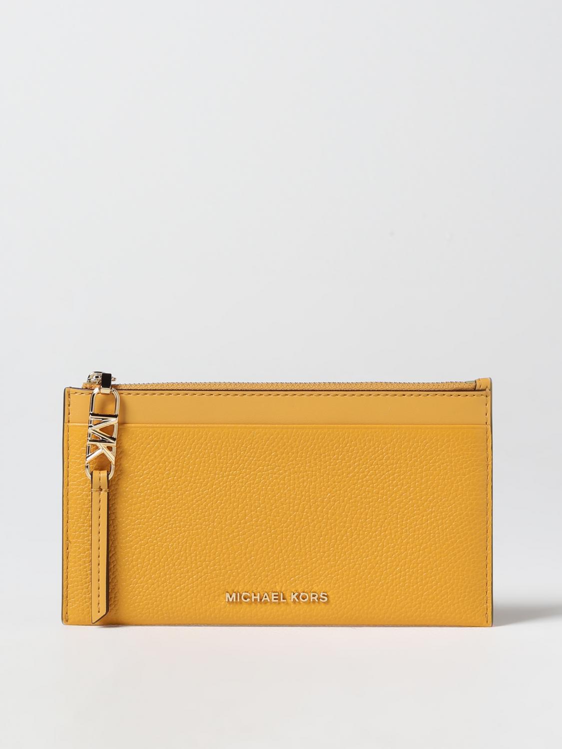 MICHAEL KORS WALLET: Michael Kors Empire credit card holder in leather, Gold - Img 1