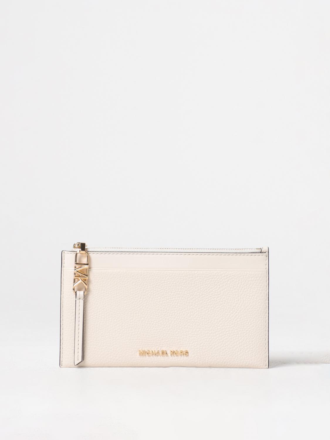 MICHAEL KORS WALLET: Michael Kors Empire credit card holder in leather, Cream - Img 1