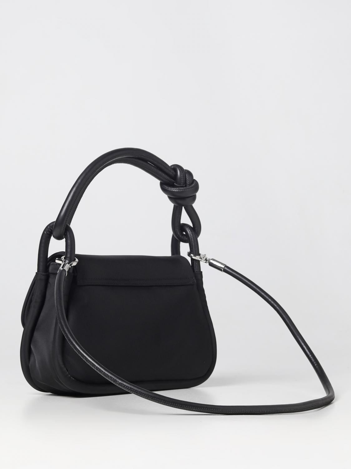 GANNI BORSA A MANO: Borsa Knot Flap Ganni in nylon riciclato, Nero - Img 2