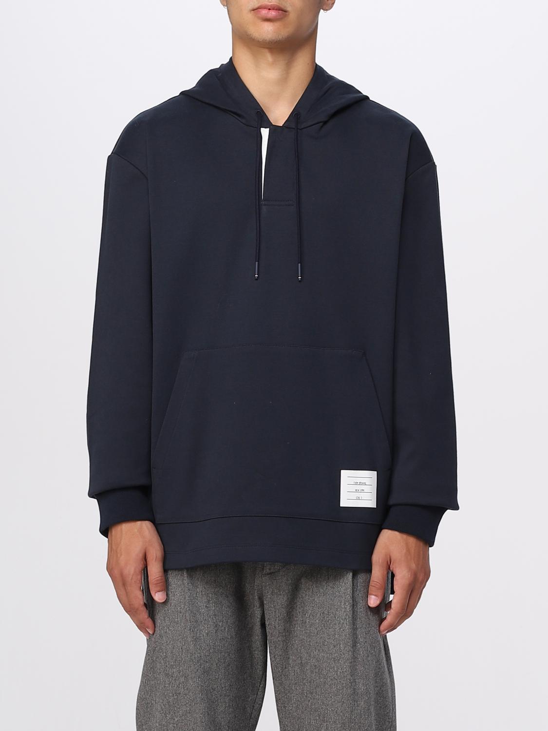 THOM BROWNE SWEATSHIRT: Thom Browne sweatshirt in cotton blend, Blue - Img 1