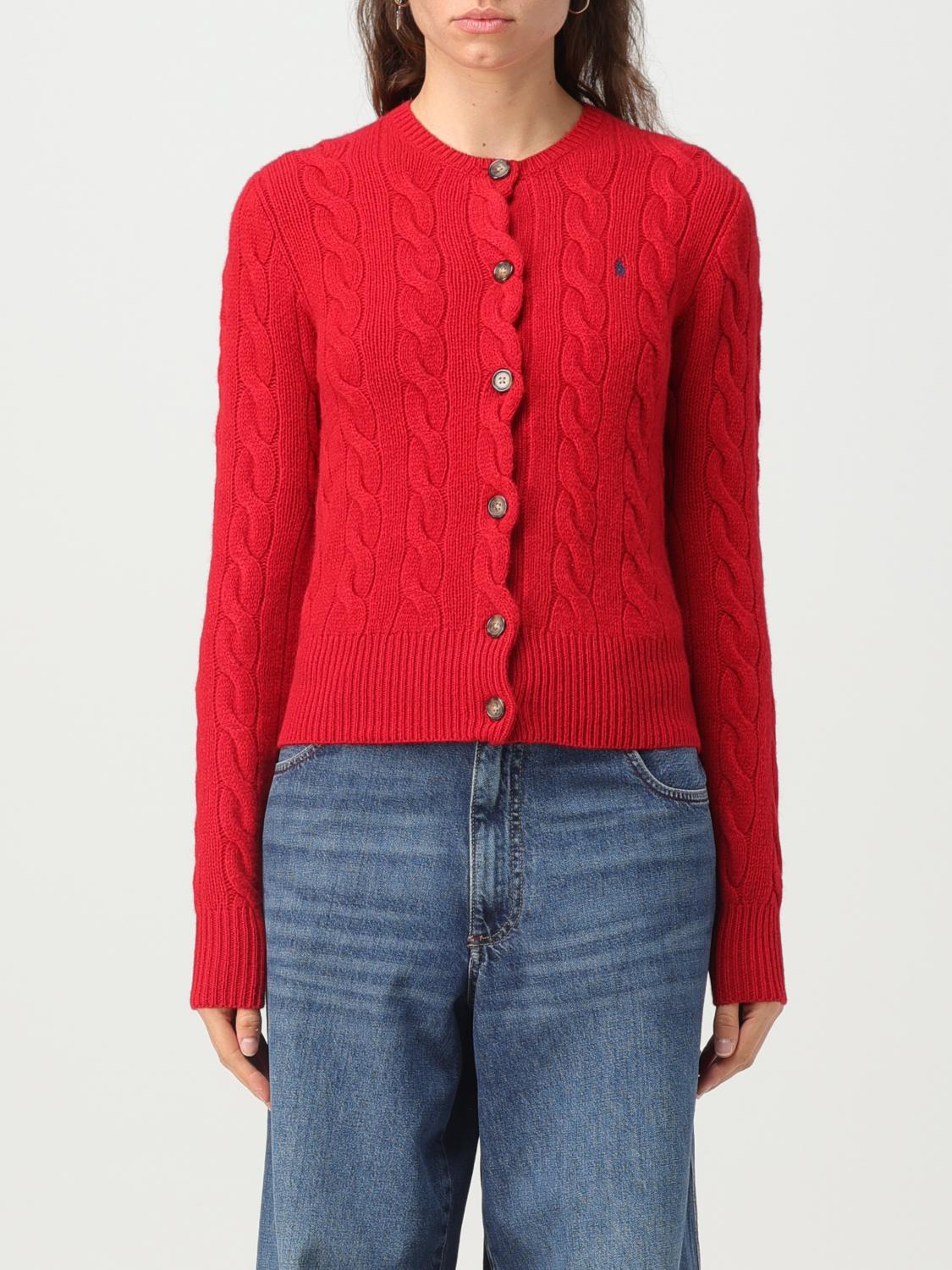 POLO RALPH LAUREN Sweater woman Red Polo Ralph Lauren cardigan 211910443 online at GIGLIO.COM