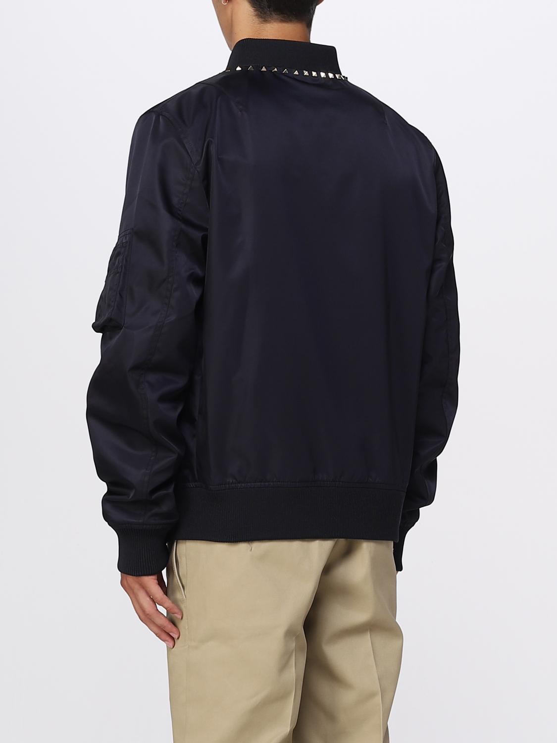 Valentino Rockstud bomber jacket in nylon - Blue | 3V3CI1702KP