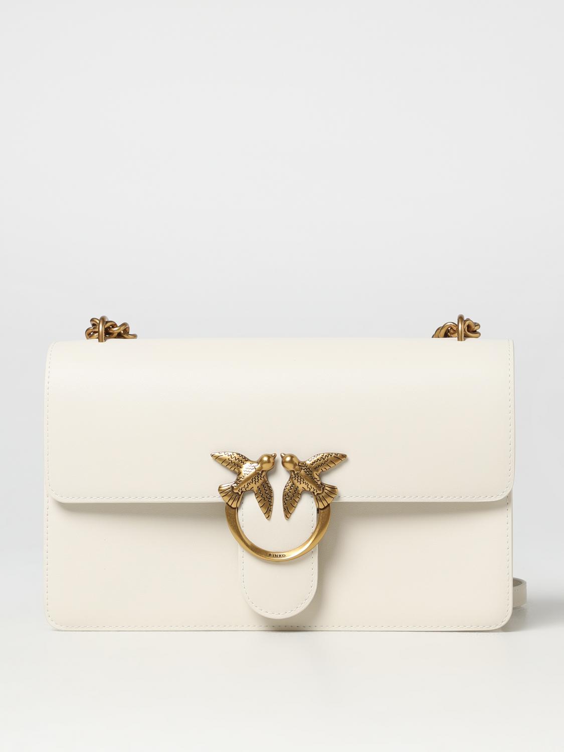 PINKO BORSA A SPALLA: Borsa Love One Pinko in pelle , Bianco - Img 1